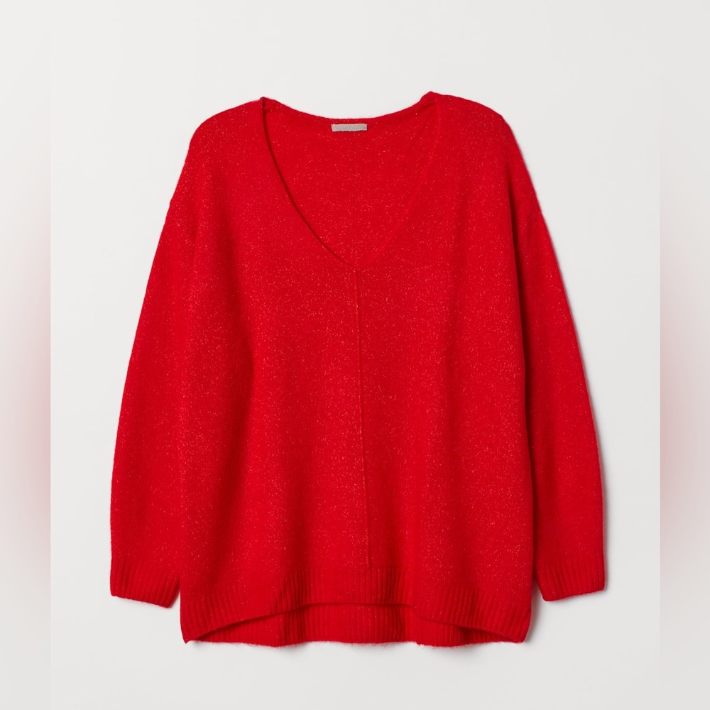 H&M Red V-Neck Sweater